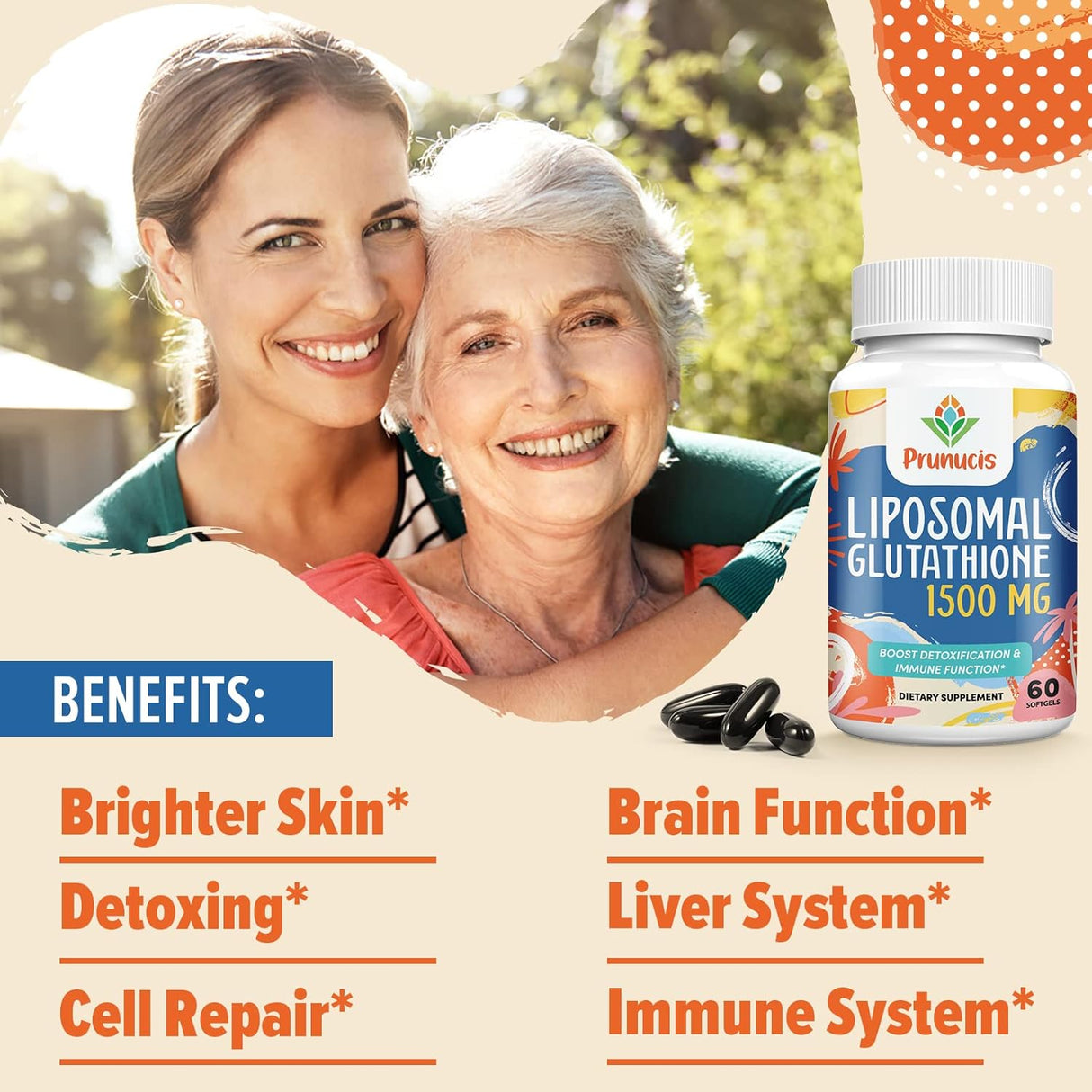 Suplemento L-glutatión reducido liposomal de 2400 MG 60 cáp