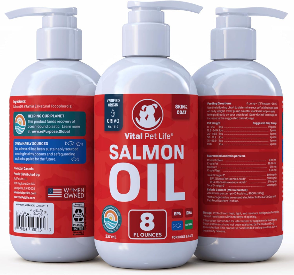 Aceite de salmón para perros y gatos, piel y pelaje saludable