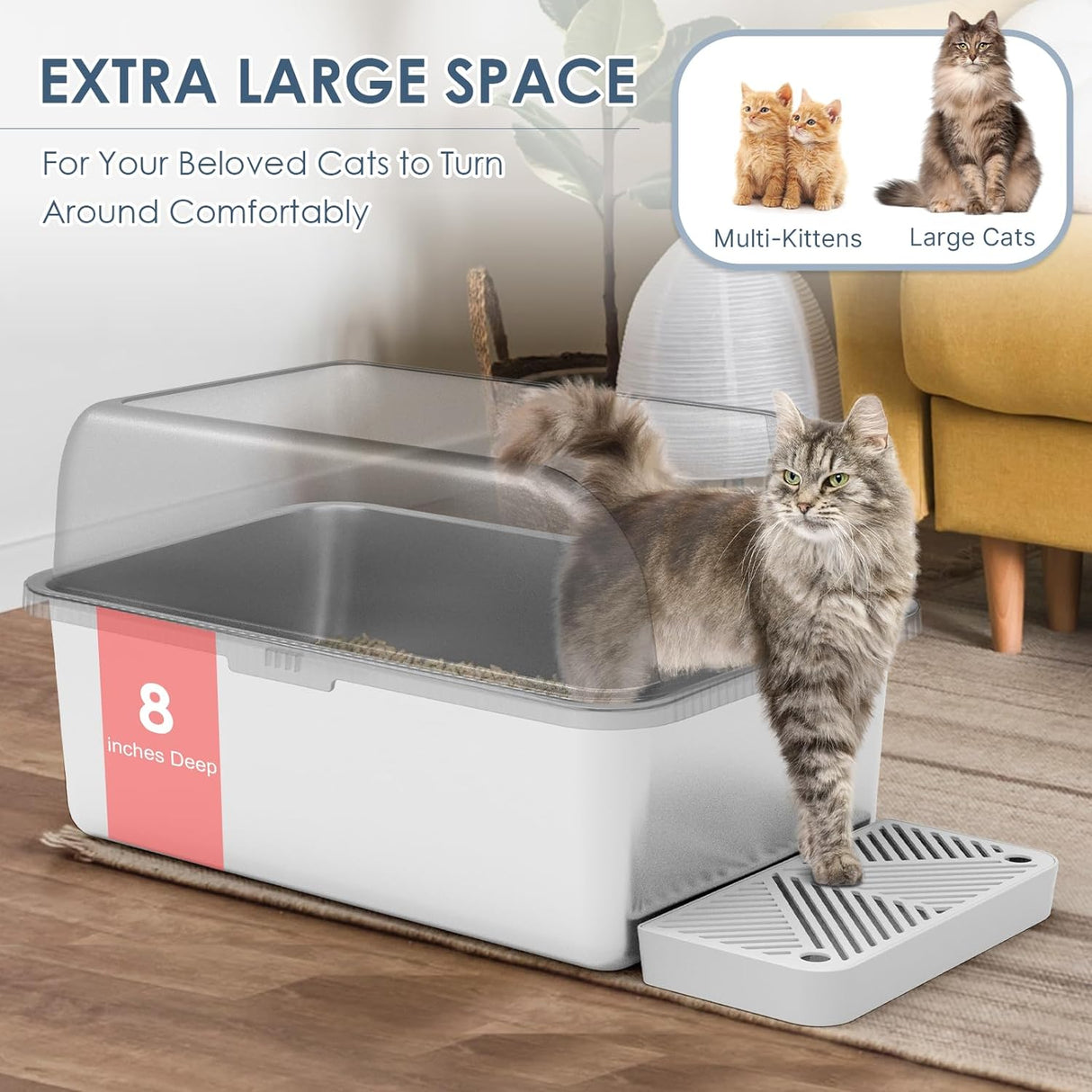 Caja de arena para gatos de acero inoxidable Suzzipaws