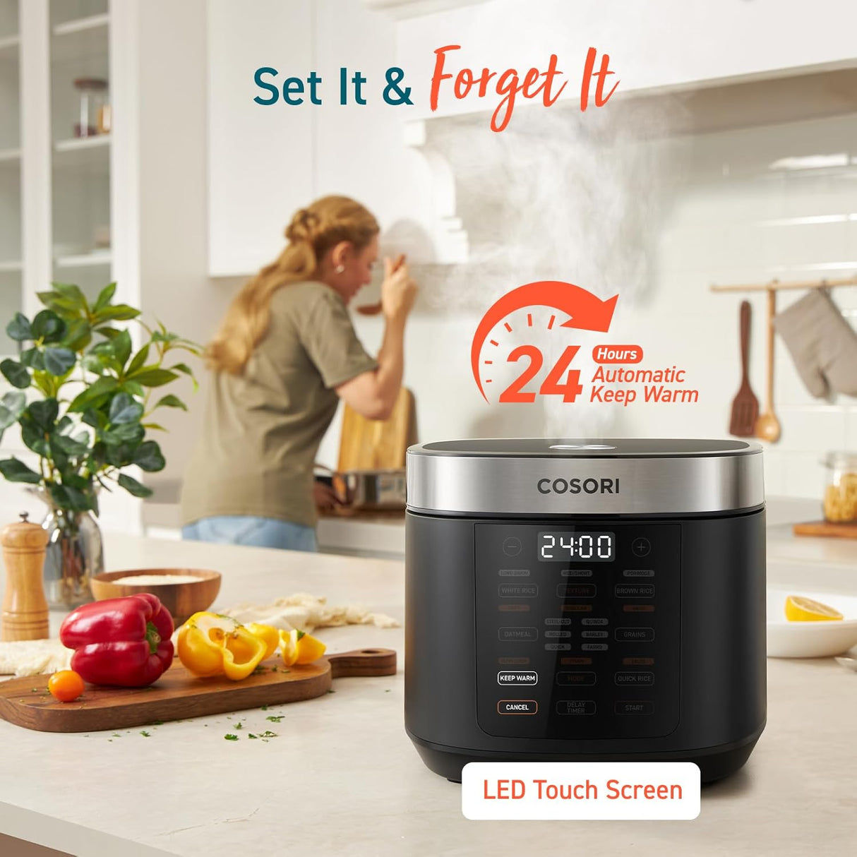 Arrocera COSORI 10 Tazas, 24h Calentamiento, 18 Funciones