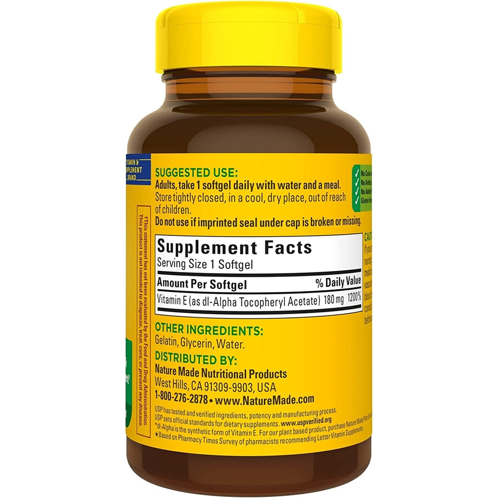 Nature Made Vitamina E 180 mg (400 UI) dl-Alpha 180 días