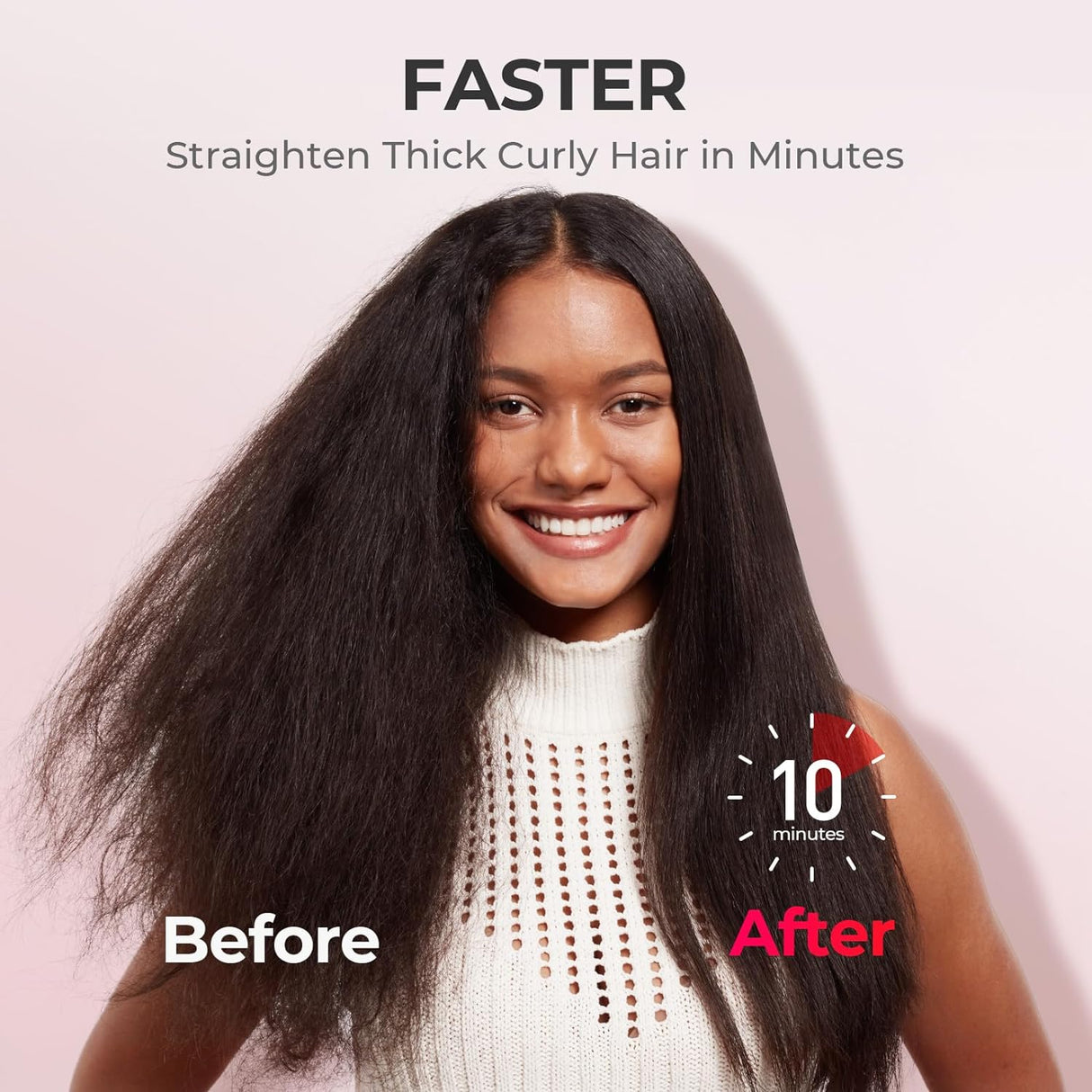 Cepillo alisador de cabello iónico con 16 temperaturas Rosa