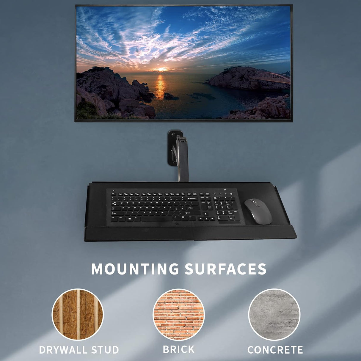 Soporte de Pared Monitor VIVO con Bandeja Ajustable MOUNT-VWKB1