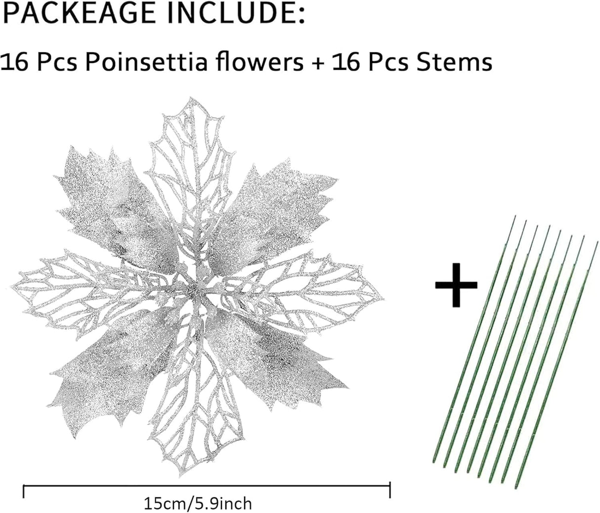 Flores Poinsettia Artificial 16 Pcs - Wironlst Decoraciones Navidad