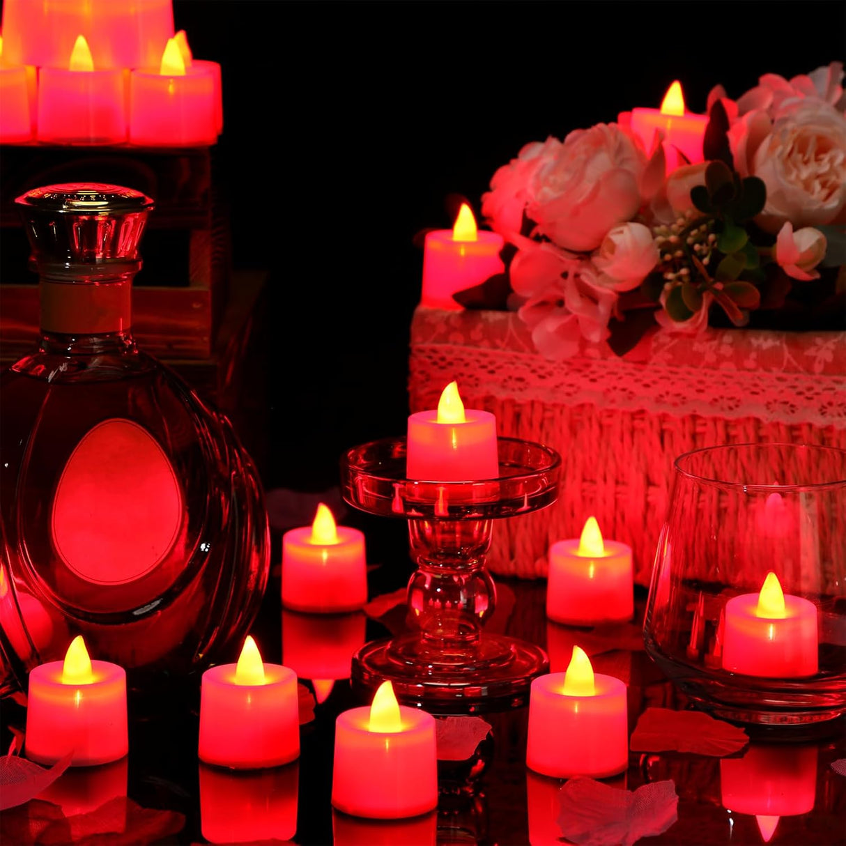 Pétalos de rosa artificiales Coume 6000 Pcs con 72 velas LED