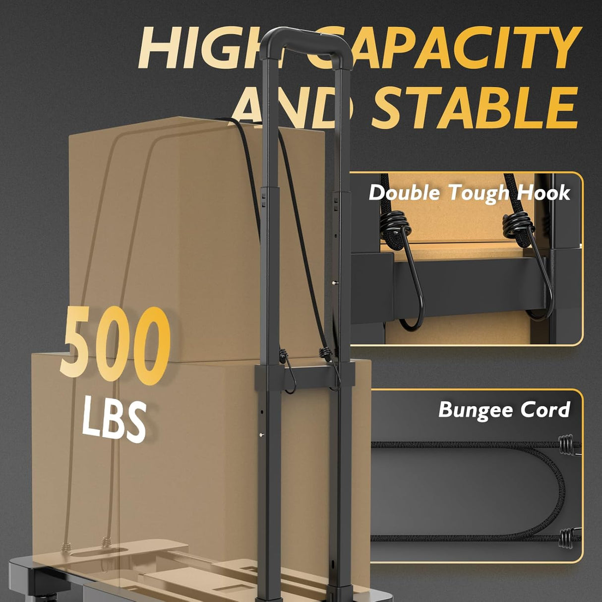 Carretilla Plegable TOOLIOM 500 lbs, 6 Ruedas, 2 Cuerdas