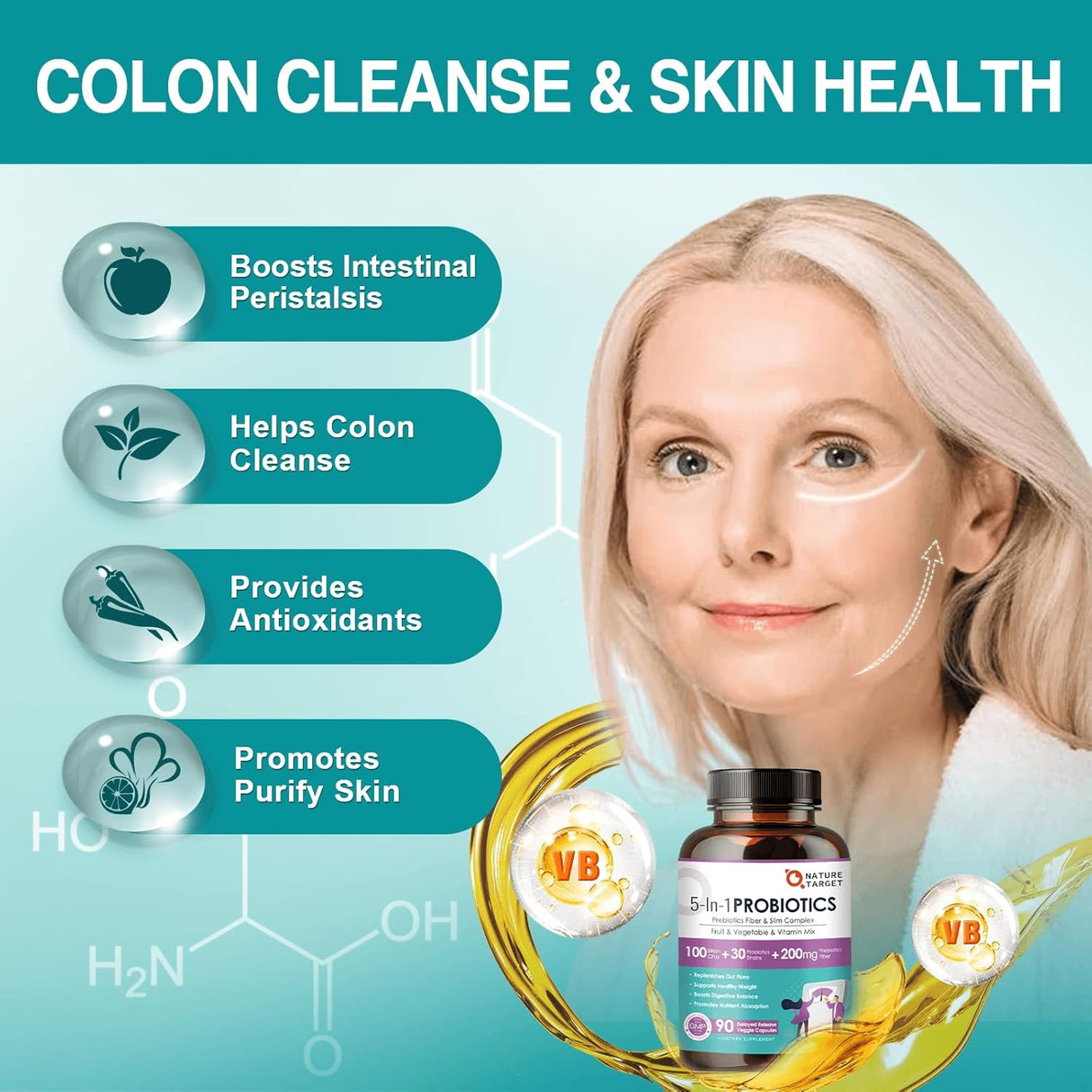 NATURE TARGET Probióticos Mujer-Hombre Salud Digestiva 100B CFUs