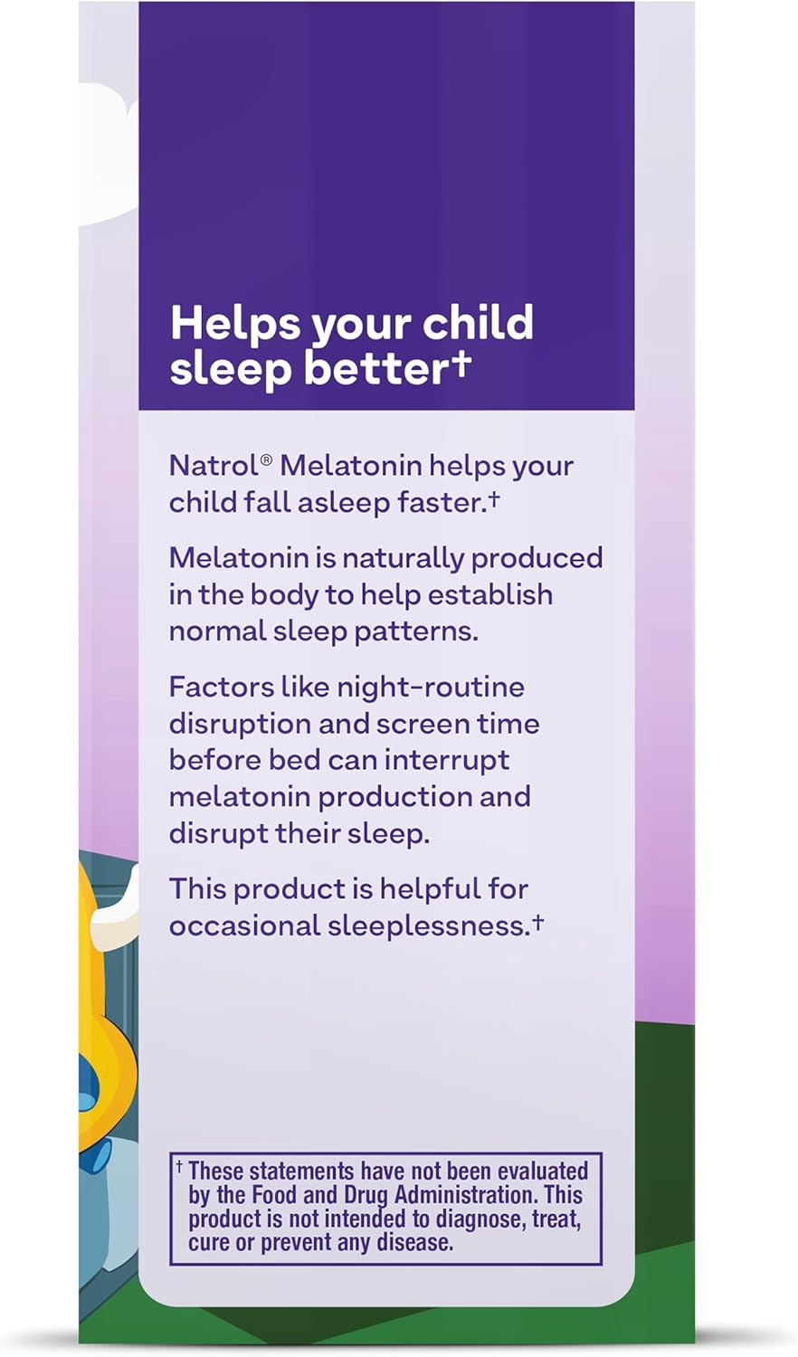 Melatonina Natrol Kids 1 mg, 30 tabletas de sueño, sabor fresa