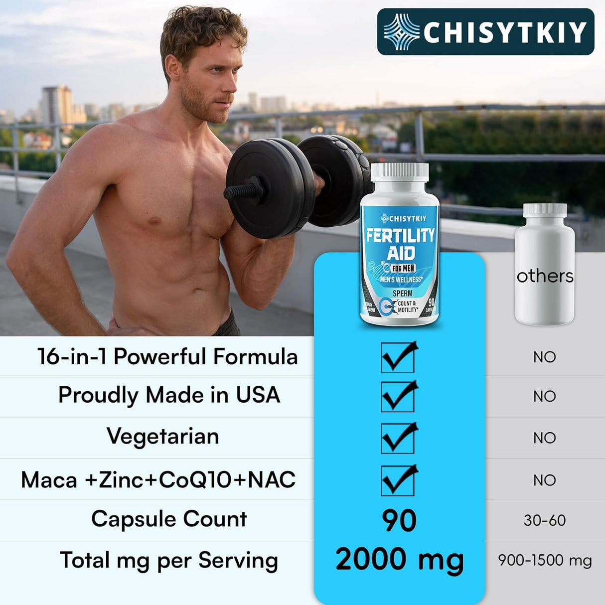 Suplemento para fertilidad masculina, 90 cápsulas