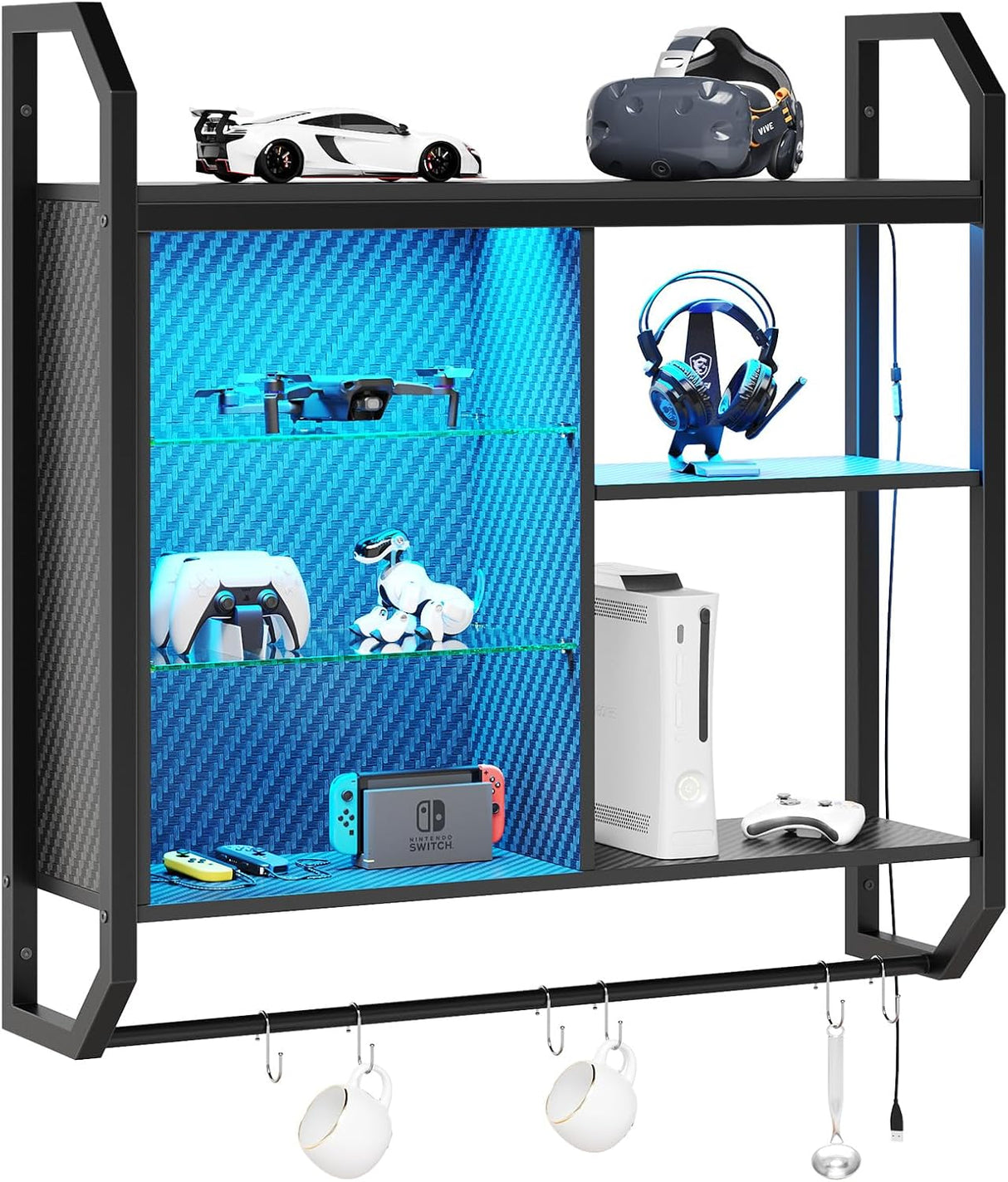 Estantería Flotante LED Bestier, 34 con 6 Ganchos S-Hook