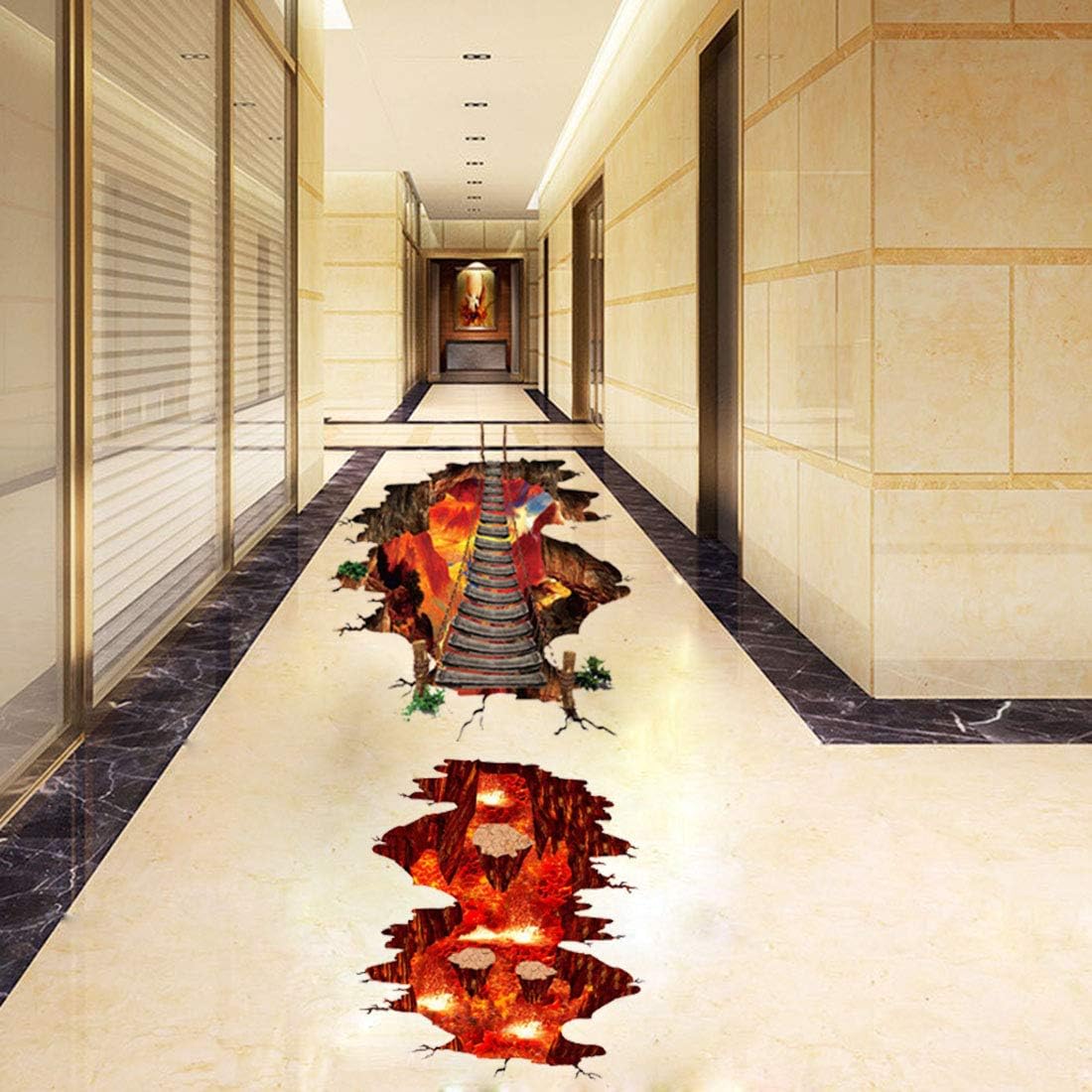 Vinilo Adhesivo 3D Puente Volcán, Decoración Removible 2PCS