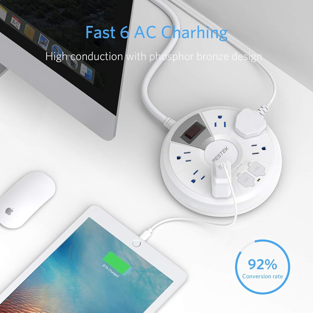 protector contra sobretensiones redondo con 6 salidas