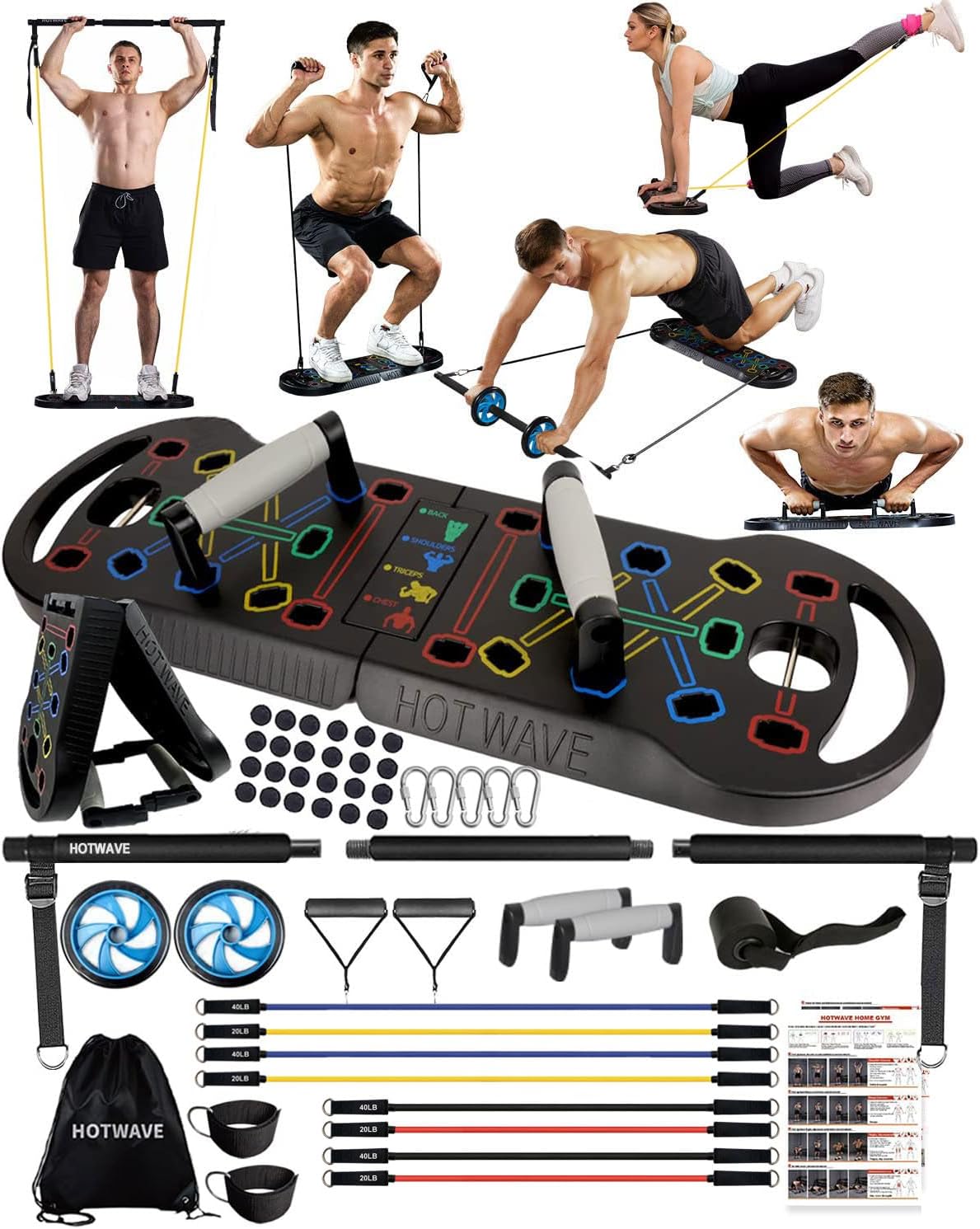 Tabla de Flexiones HOTWAVE, 20 en 1, portátil y plegable