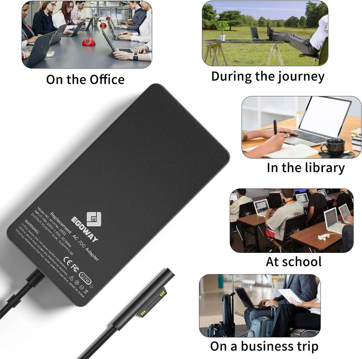 Cargador de CA de 127 W 15 V 8 A compatible con Surface Pro