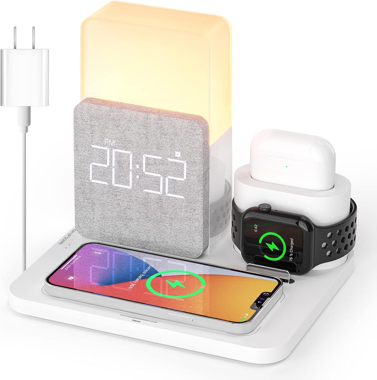 Cargador inalámbrico 3 en 1 para celulares con reloj