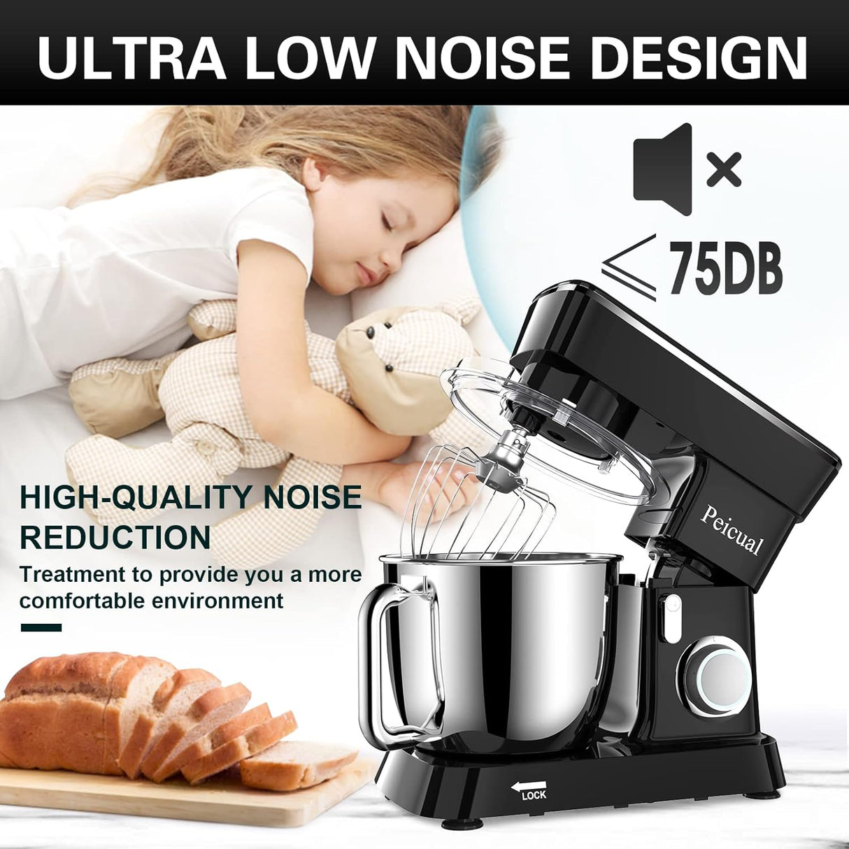 Batidora de pie 6QT, 10+P velocidades, acero inoxidable, modelo