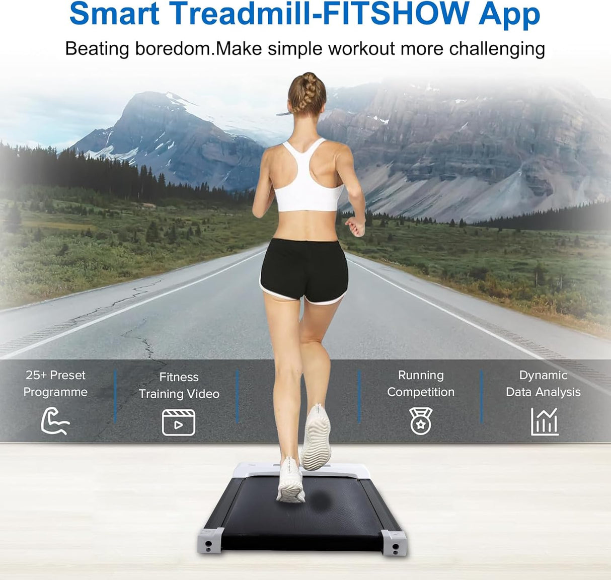 Caminadora Compacta Bajo Escritorio, FITSHOW, Control APP, 300 lb