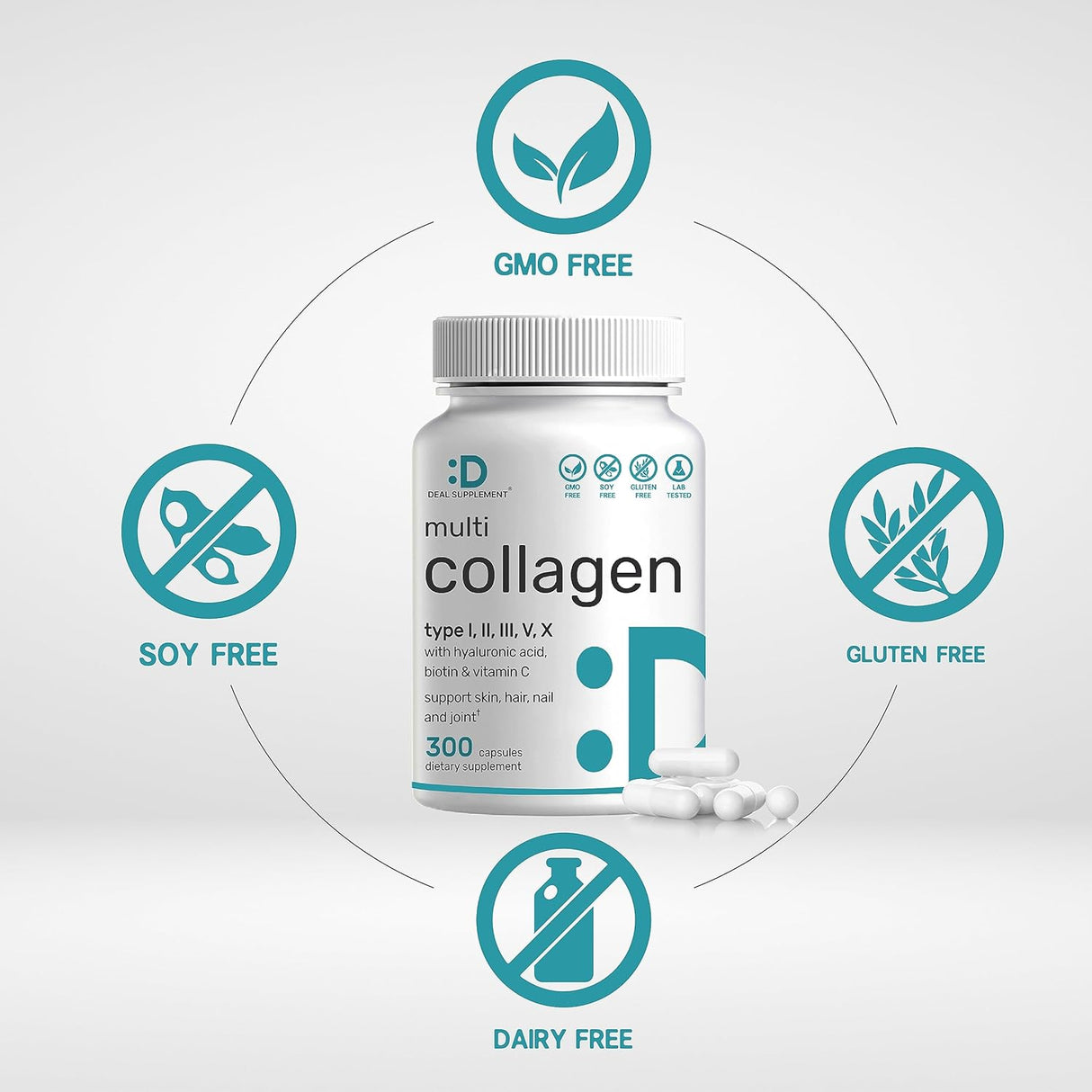 Píldoras de colágeno múltiple con ácido hialurónico vitamina