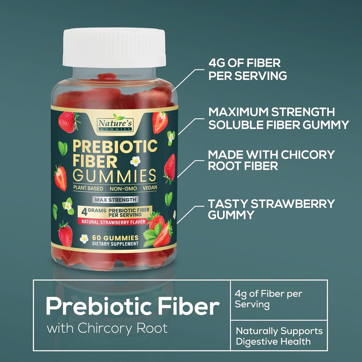 Suplemento de fibra prebiótica soluble natural Nature's Gummies