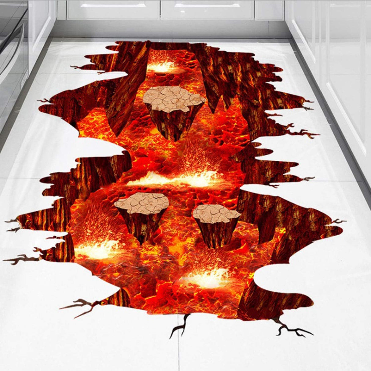 Vinilo Adhesivo 3D Puente Volcán, Decoración Removible 2PCS