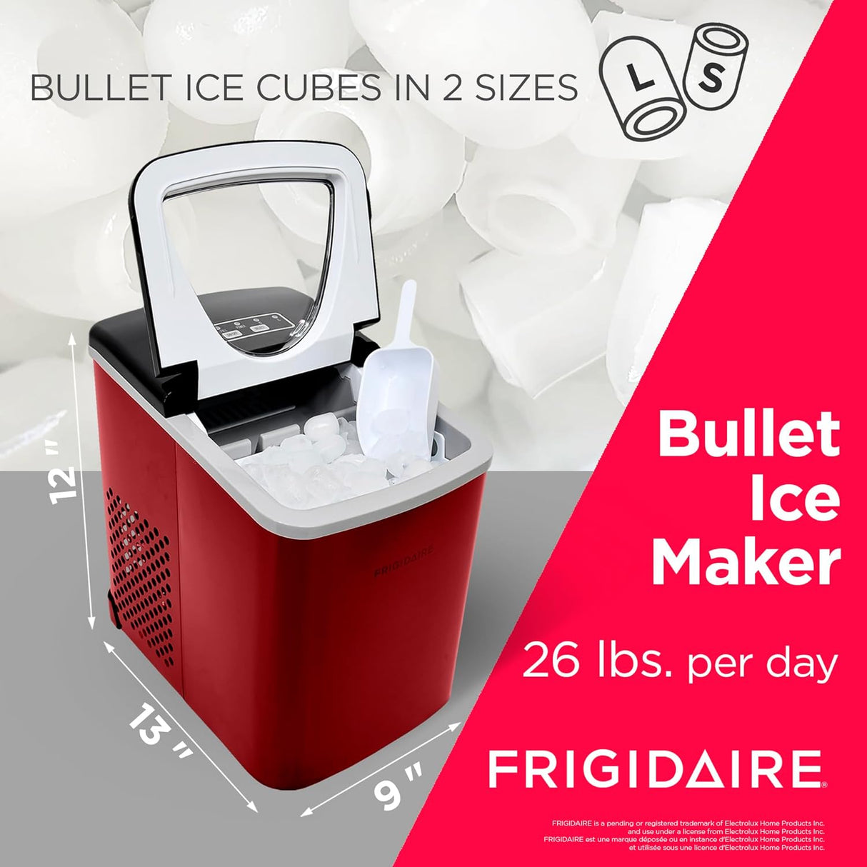 Máquina de Hielo Frigidaire, 26lb/día, Modelo EFIC117-SSRED