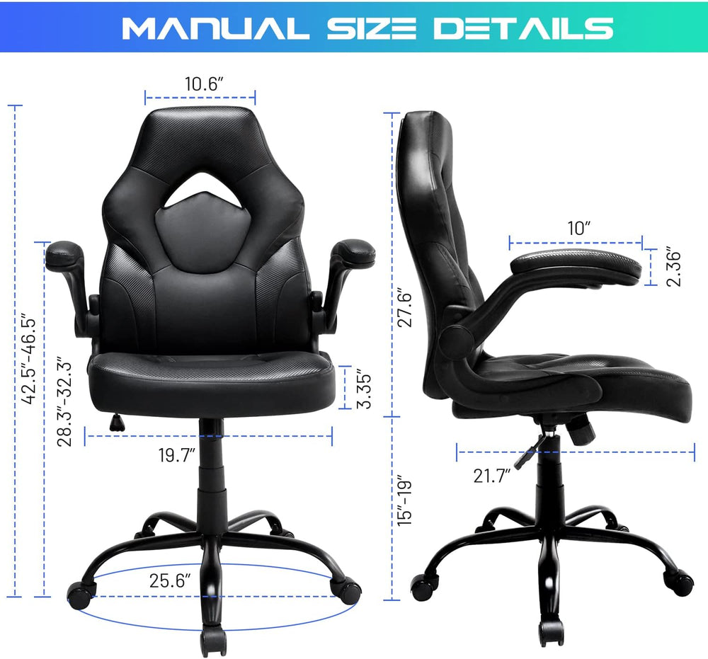 Silla Gaming de cuero regenerado, Negro S6YH Wonder Comfort