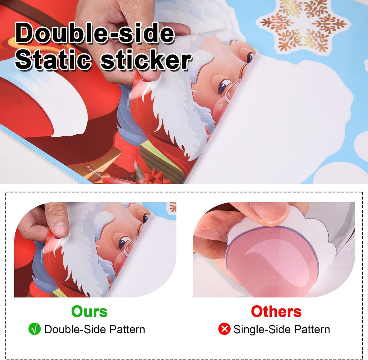 Adhesivos Navideños Yusongirl, Santa, Árbol, Nieve, Reutilizables