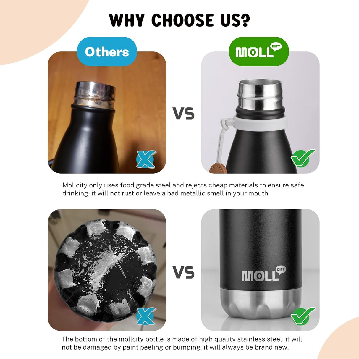 Botella de Agua Infantil 12 oz Acero Inoxidable - Aislada