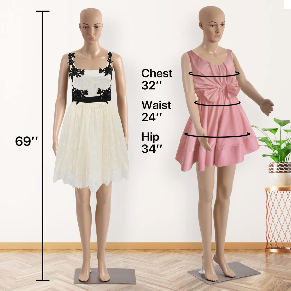 Maniquí Torso Mujer 69 Ajustable con Base Metálica Modelo Realista