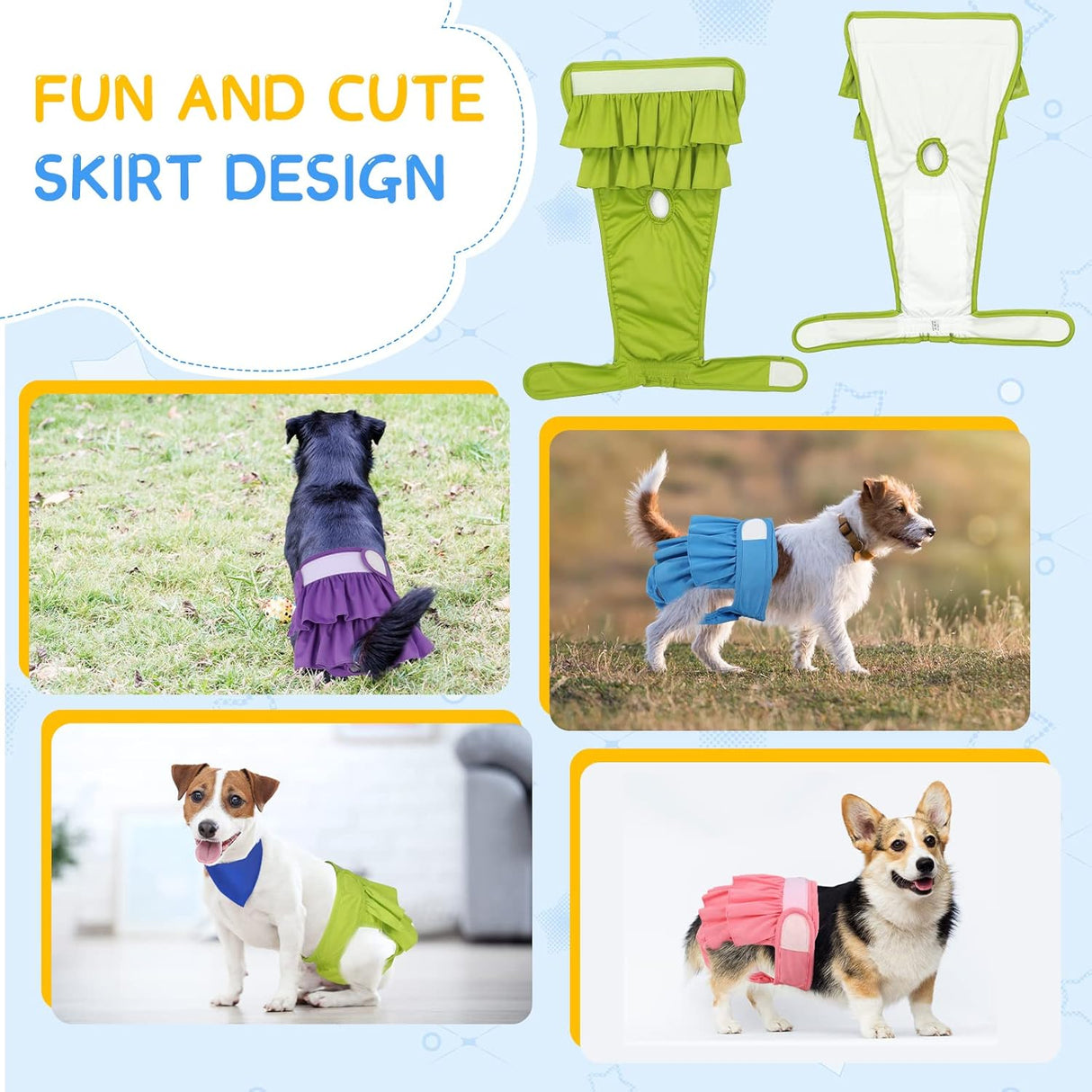 Paquete de 4 pañales para perras, pañales lavablespara cachorros