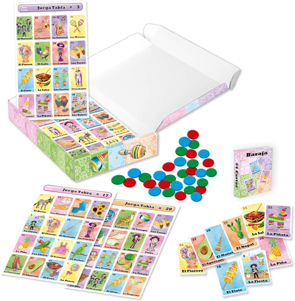 Juego de Bingo Fiesta Deluxe - 20 Tableros y Fichas para 20 Jugadores