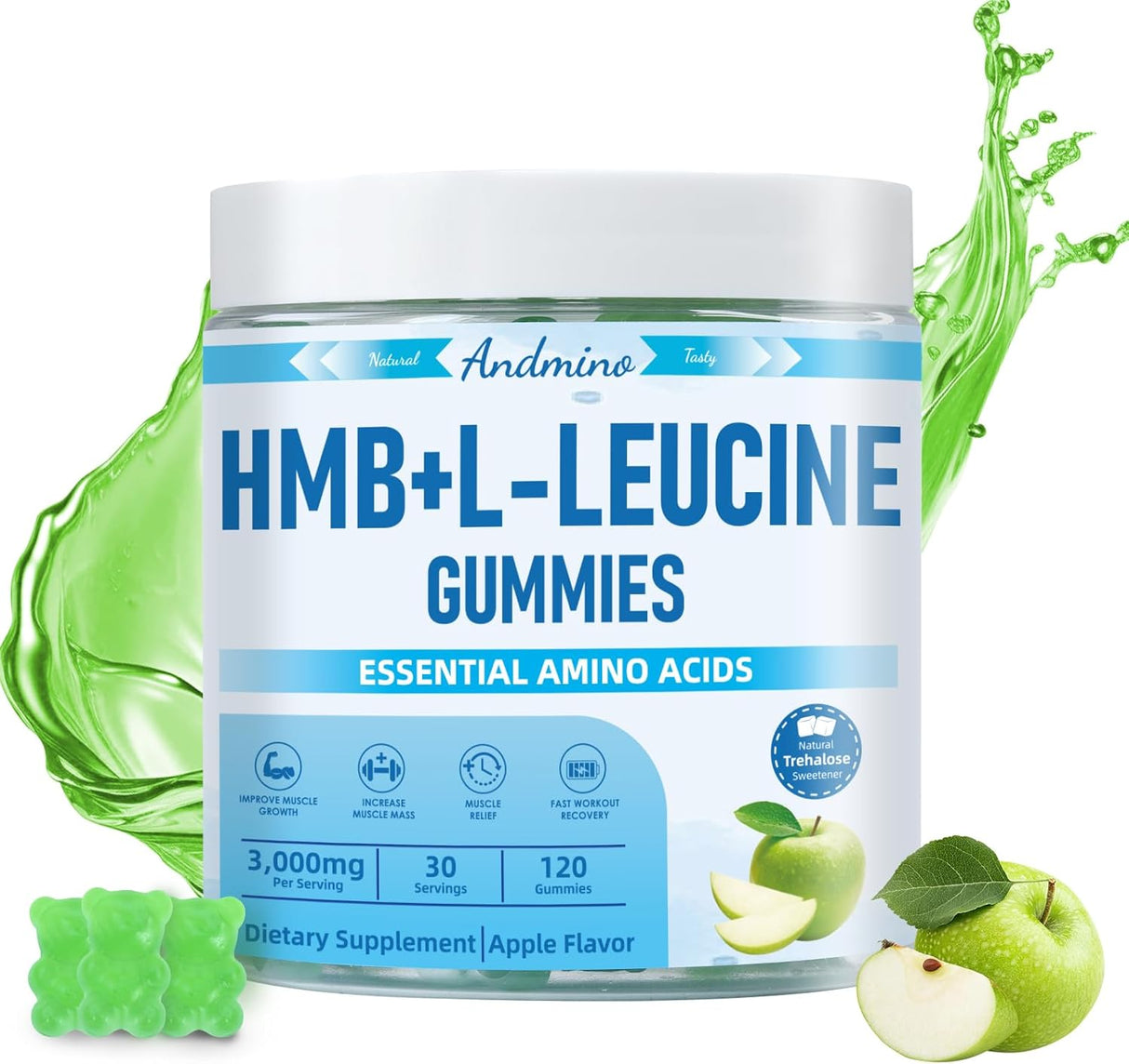 Gomitas HMB y L-Leucina, 3000mg, Veganas, 120 unidades
