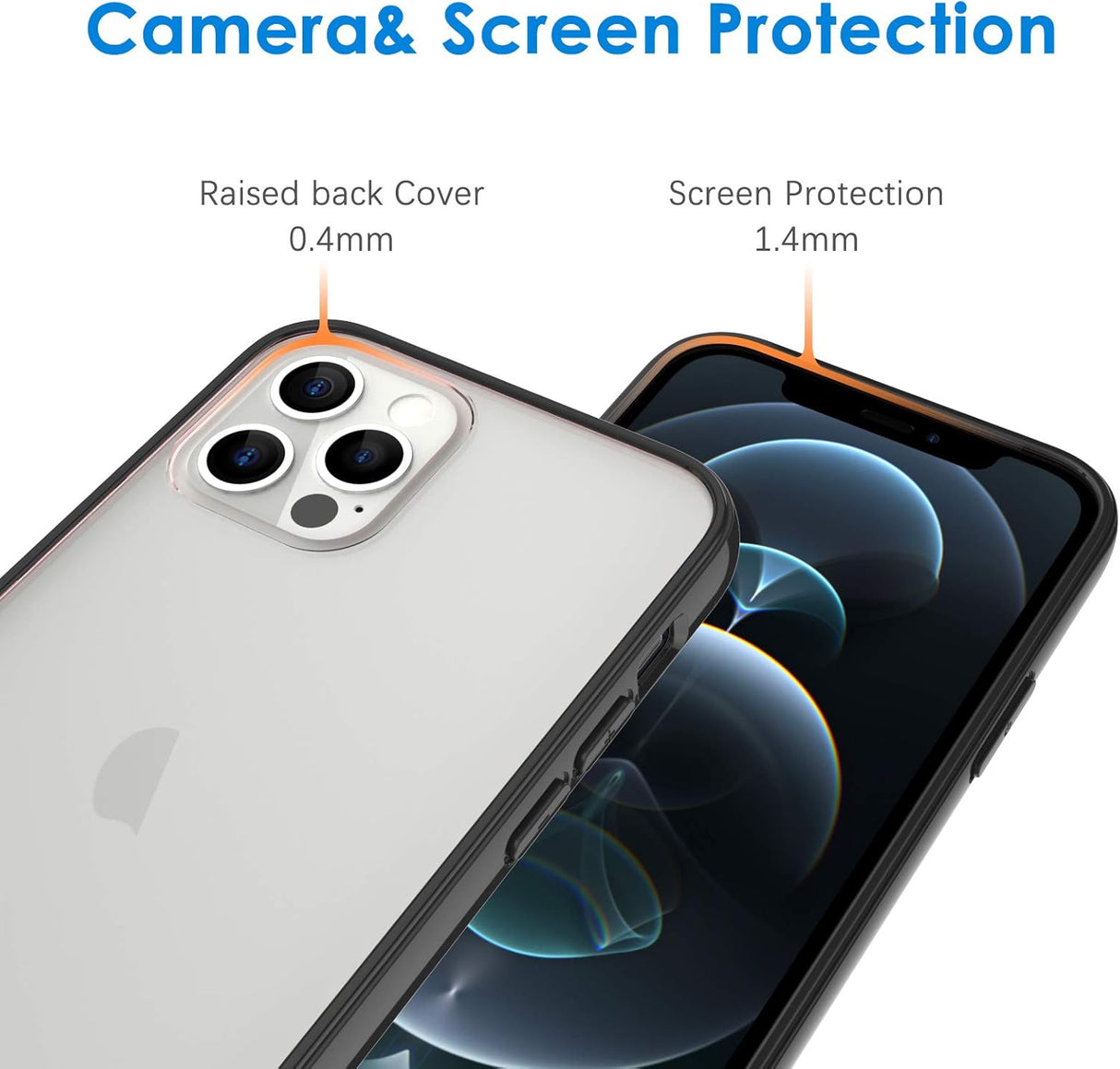 JETech Funda para iPhone 12/12 Pro de 6.1 pulgadas, a prueba de golpes, parte trasera transparente antiarañazos, color negro