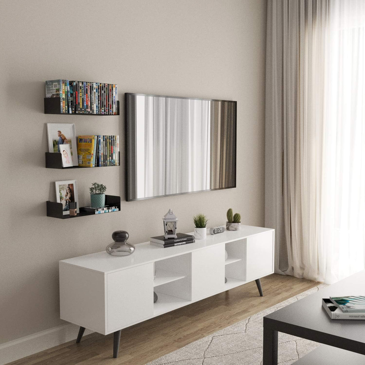 Estantería flotante Wallniture Bali, set de 3, metal, almacenamiento