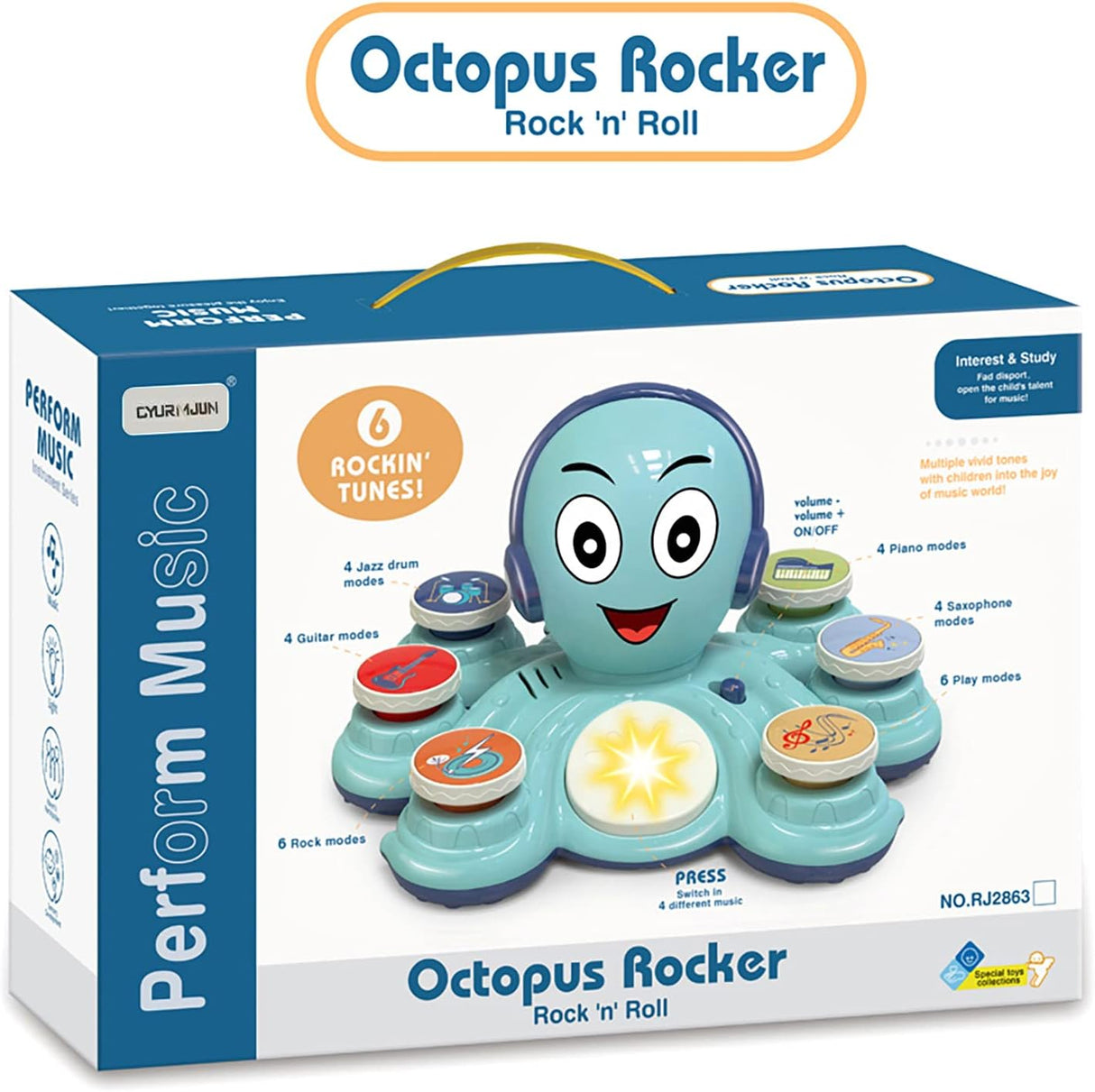 Juguete Musical Octopus, Aprendizaje para Niños, Educativo, Modelo 2023