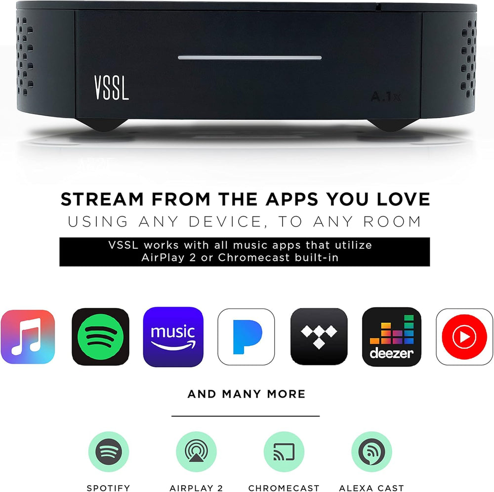 Amplificador VSSL A.1x 2 Canales, AirPlay 2, Chromecast, Bluetooth