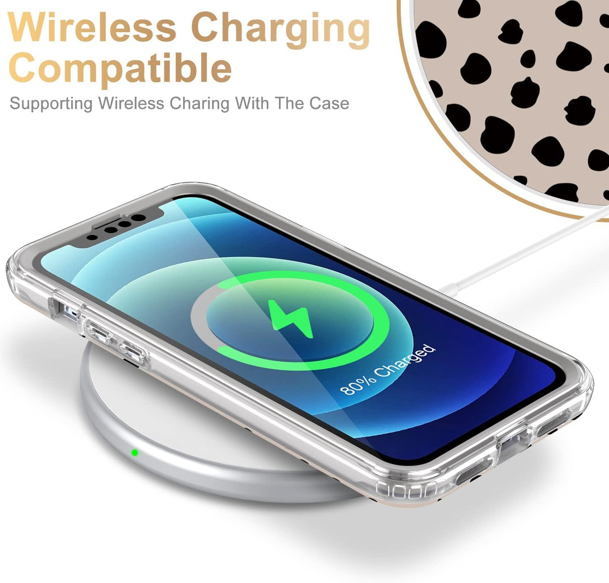 ESDOT Funda para iPhone 12, iPhone 12 Pro con protector de pantalla integrado, funda resistente con diseños de moda para mujeres y niñas, funda protectora para iPhone 12/12 Pro de 6.1 pulgadas, elegante guepardo