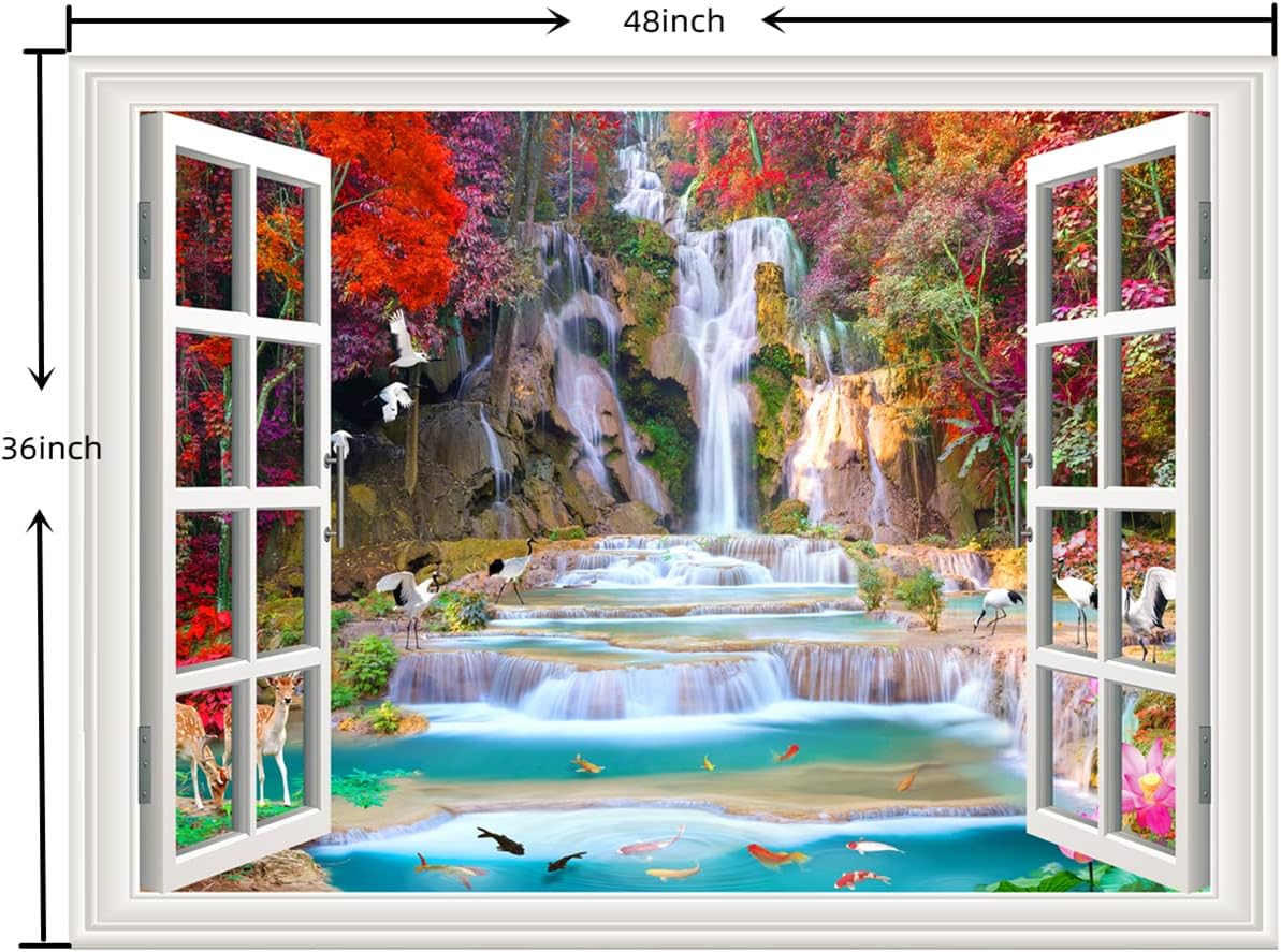 Vinilo adhesivo 3D ventana tropical Palm Trees, modelo 36x48