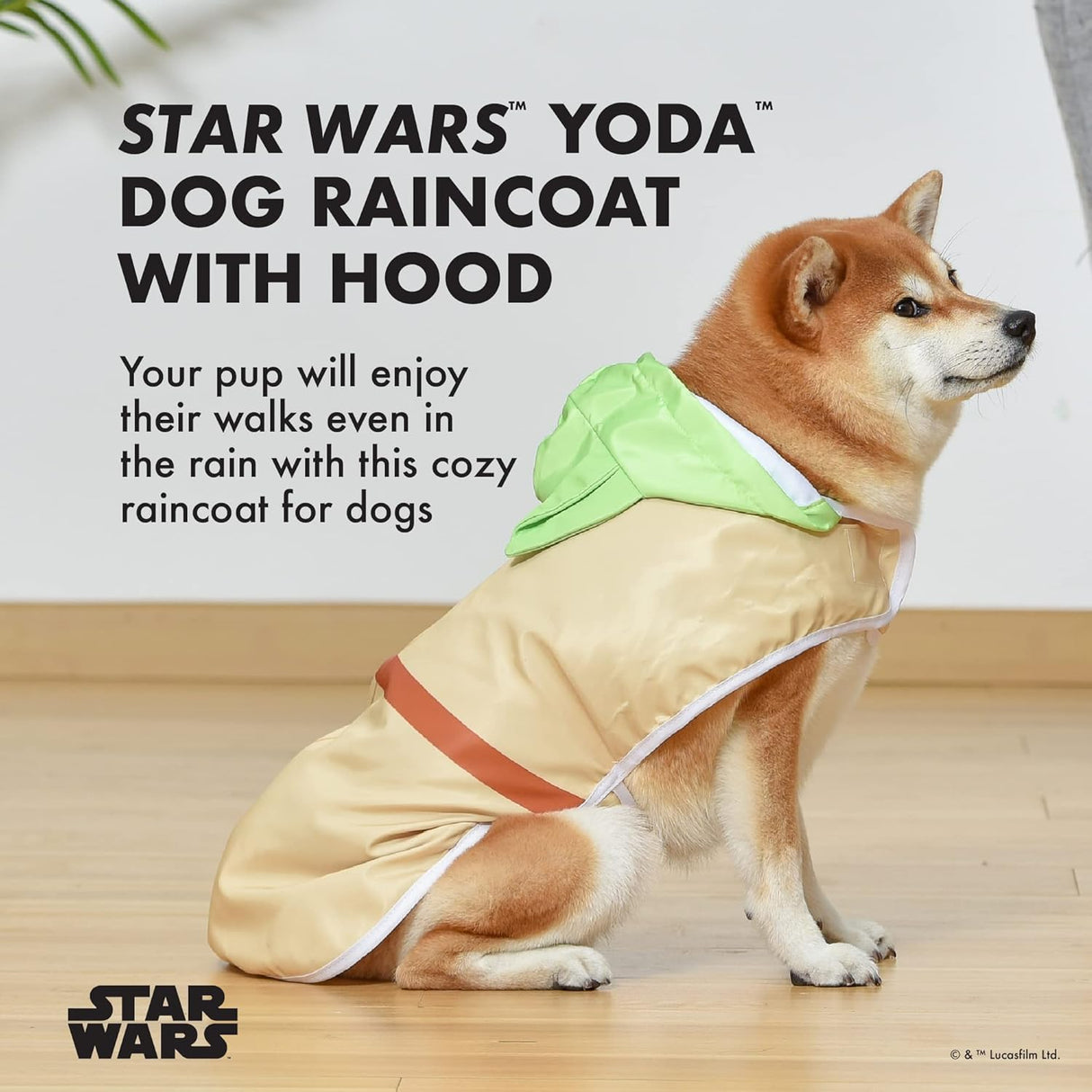 Impermeable para perros Yoda, Star Wars, con abertura para correa, Grande