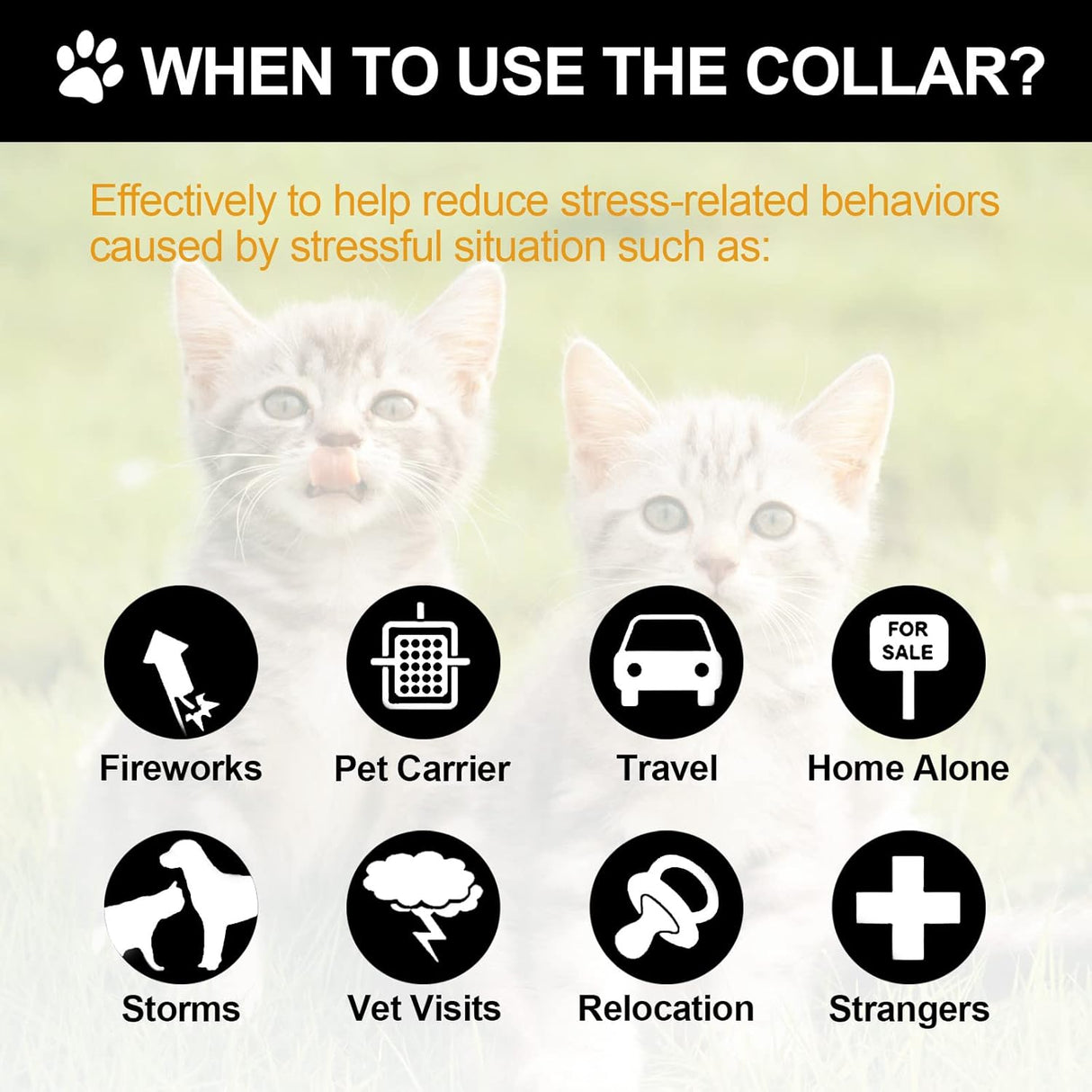 4 collares calmantes para gatos color negro Weewooday