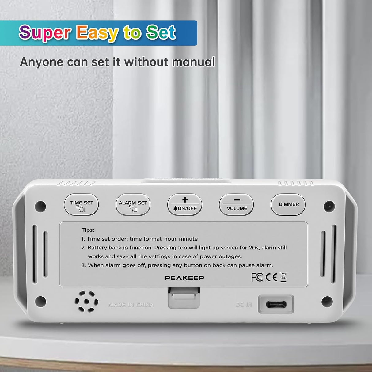 Reloj Despertador Digital Pequeño, Pantalla RGB, Dimmable