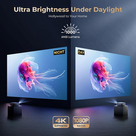 Proyector Alvar 4K con WiFi, Bluetooth, 1080P, HDR10+, 30W