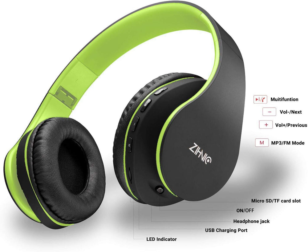 Auriculares ZIHNIC Bluetooth Inalámbricos, Plegables, FM, Modelo ZIH-01