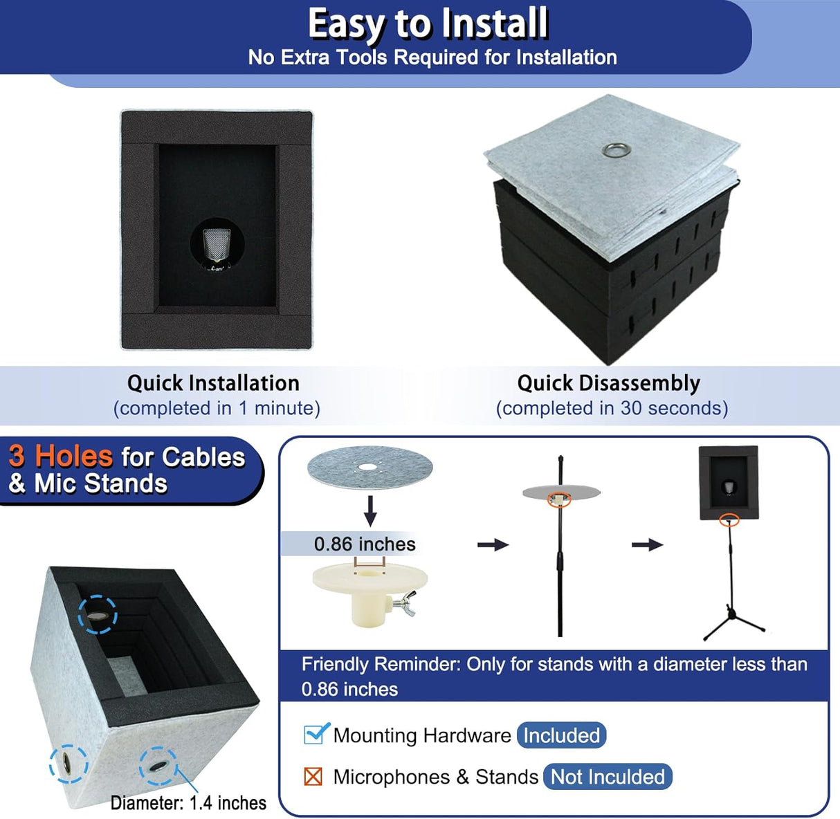 Cabina Vocal Portátil TroyStudio con Aislante Acústico