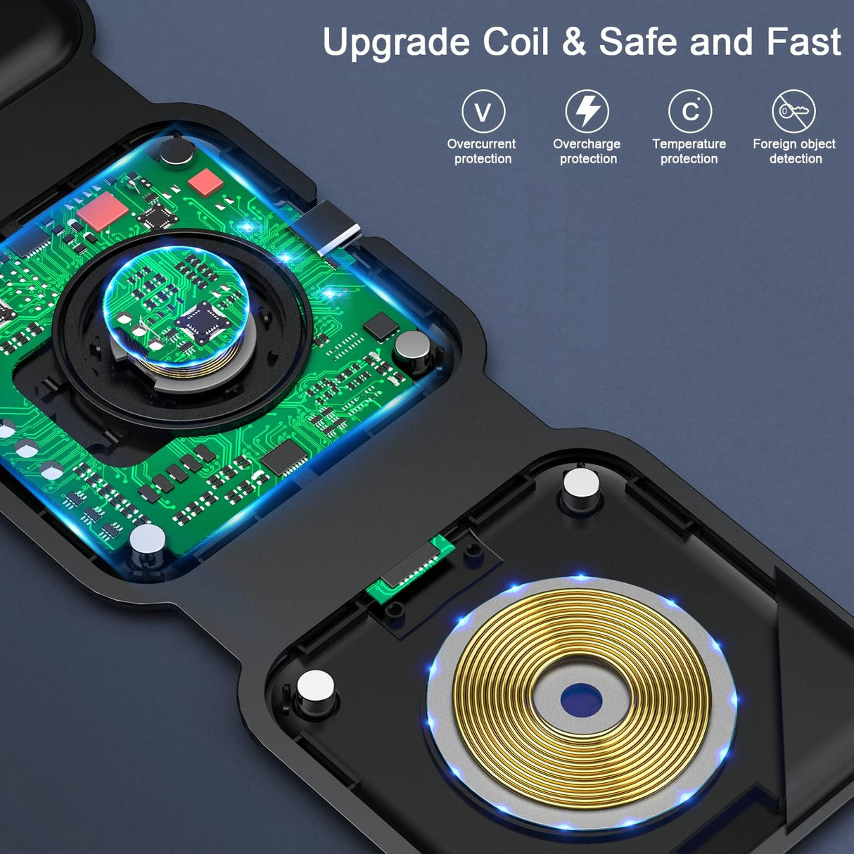 Cargador inalámbrico 3 en 1 de viaje para dispositivos