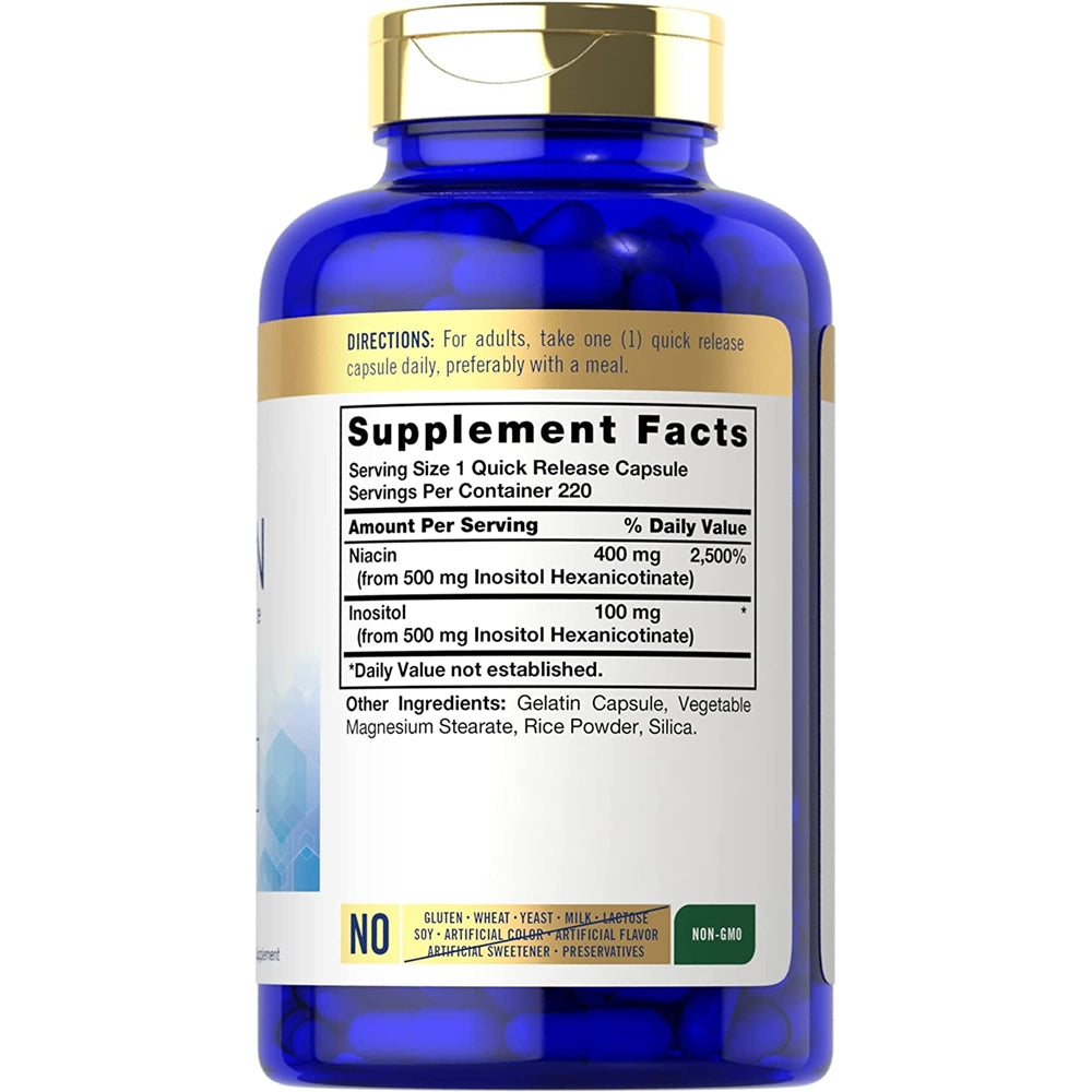 Suplemento Niacina Flush Free 500mg 220cap sin OMG sin glut