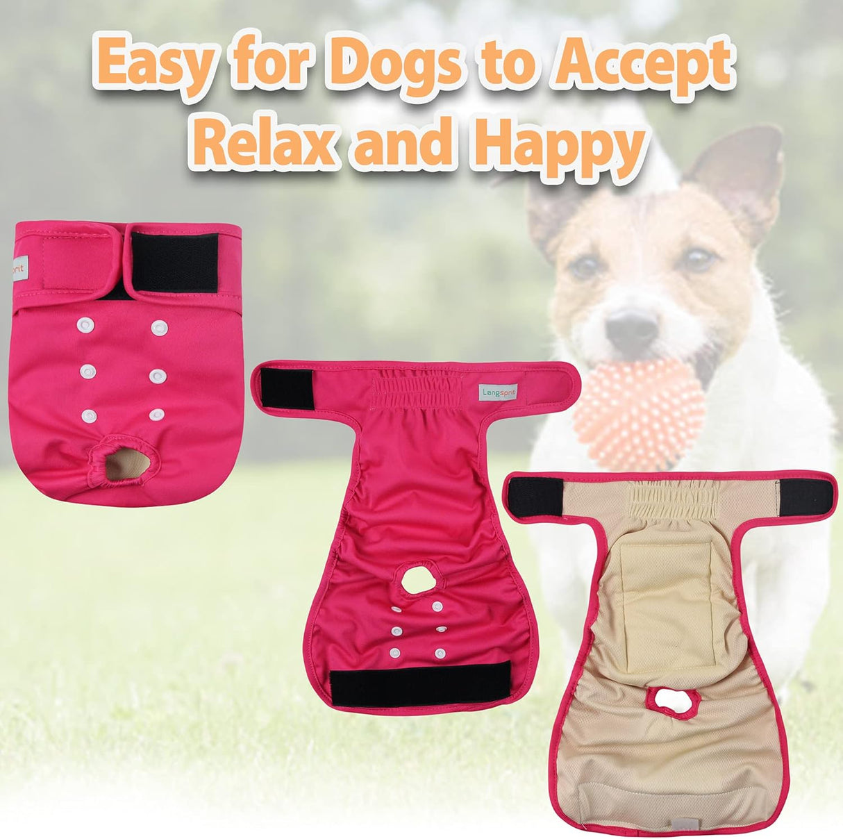 Langsprit Pañales lavables perras (paquete de 3) – Pañales reutilizables