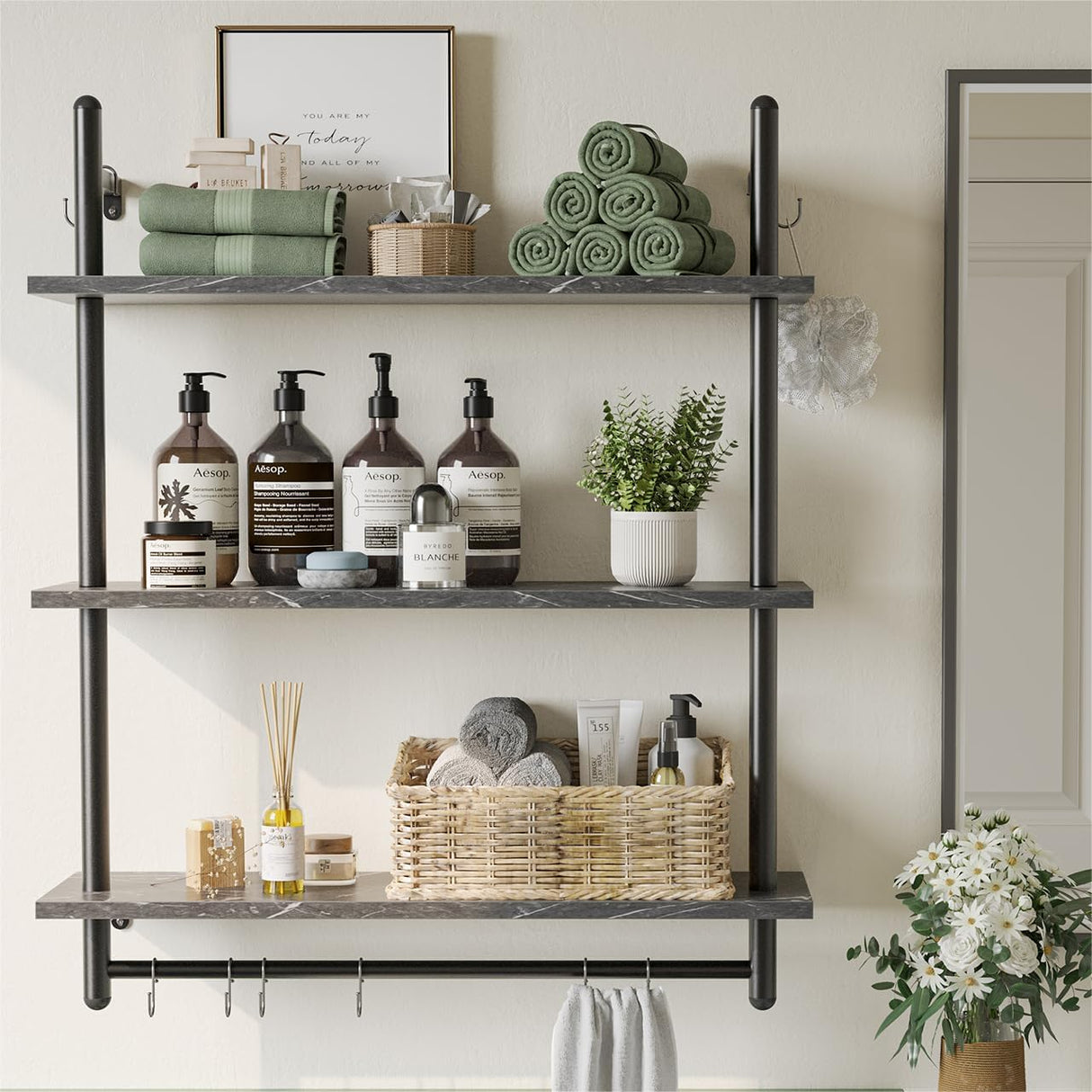 Estantería Flotante Bestier, 3 Niveles para Cocina y Baño