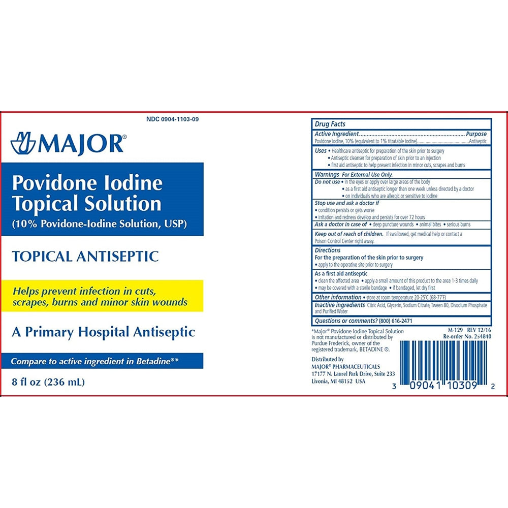 Suplementos Povidone yodo solución 10% sin sabor 8 onzas