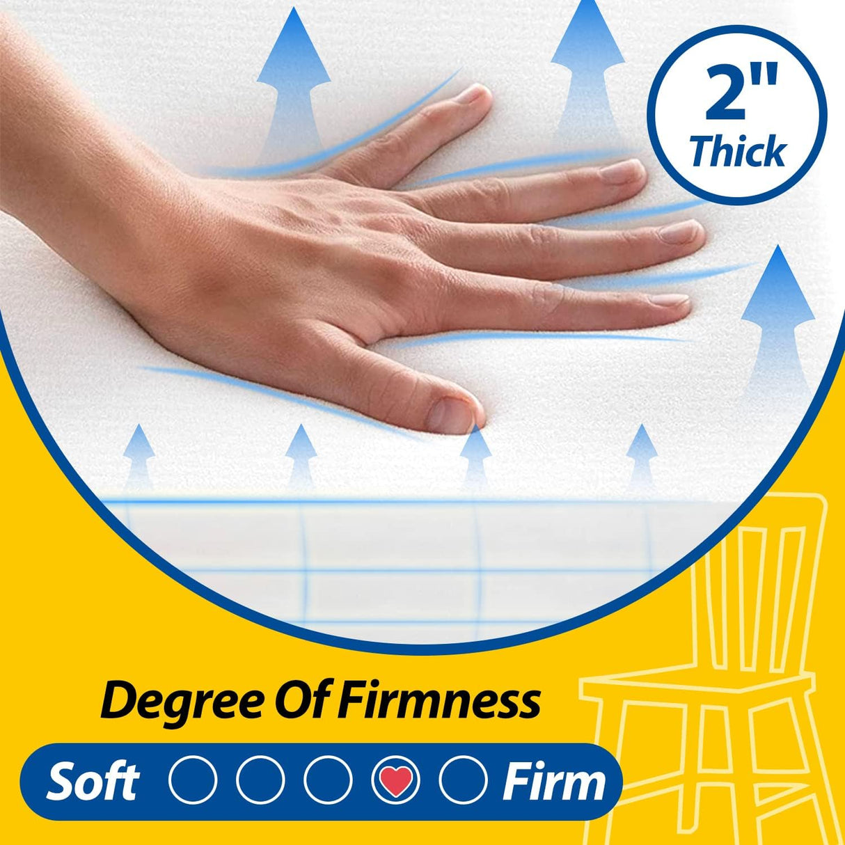 Cojines D-Shaped para Sillas, AAAAAcessories, 4 Pack, 17x16